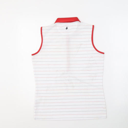 Green Lamb Women's White Striped Sleeveless Polo