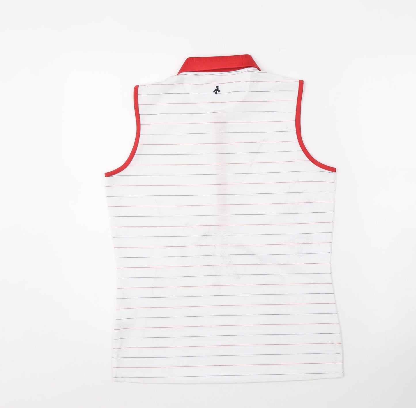 Green Lamb Women's White Striped Sleeveless Polo