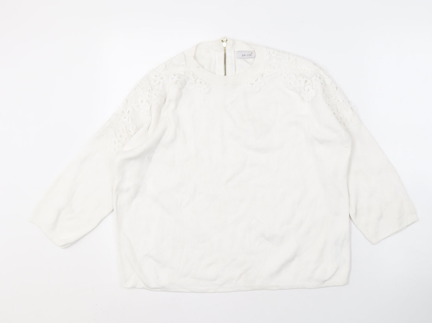 Marks and Spencer Women's Ivory Knit Lace Jumper, Size 12