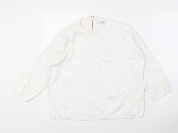 Marks and Spencer Women's Ivory Knit Lace Jumper, Size 12