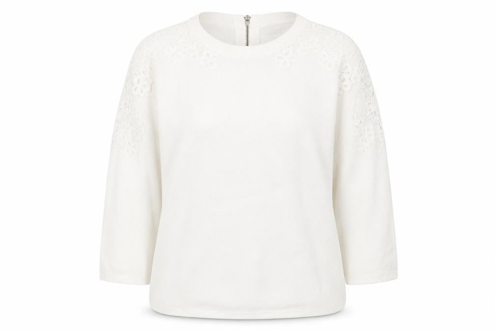 Front view of Marks & Spencer Women's Ivory Knit Lace Jumper, size 12