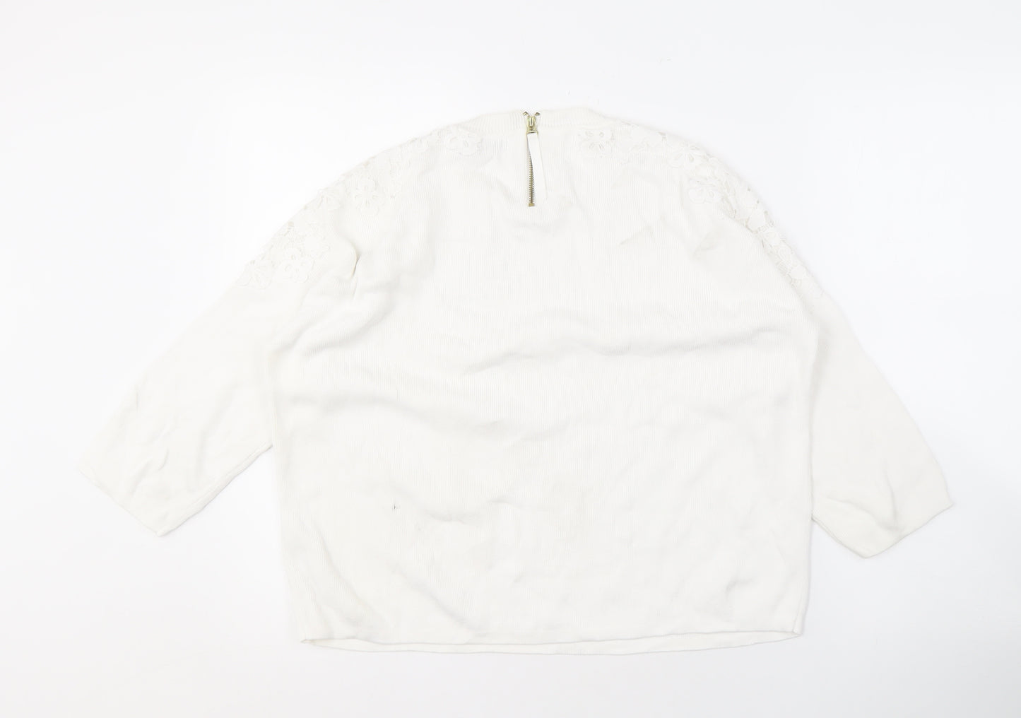 Marks and Spencer Women's Ivory Knit Lace Jumper, Size 12