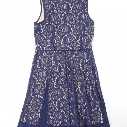 Blue Vanilla Women's Blue Lace A-Line Dress Size 8