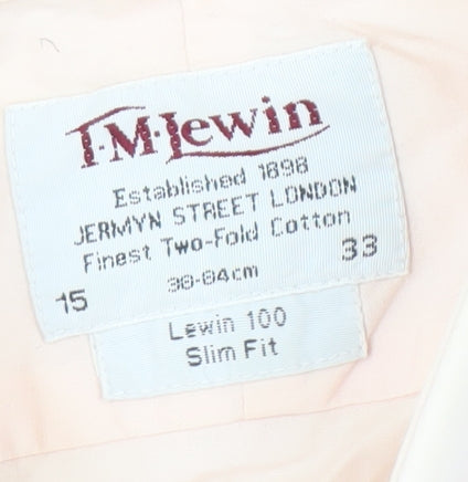 T.M.Lewin Men's Pink Slim Fit Shirt Size 15 Long Sleeve