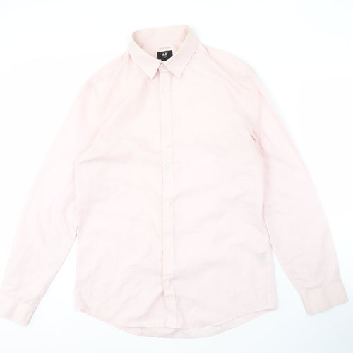 H&M Men’s Pink Slim Fit Long Sleeve Shirt M
