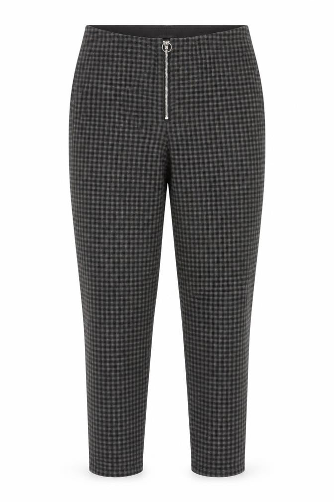 Front view of Brave Soul Women's Black Check Trousers M Size