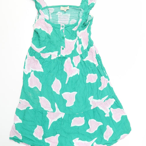 Next Women's Green Floral Cotton Dress, Size 10