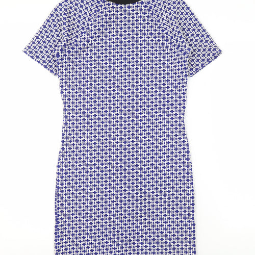 Topshop Blue Geometric Shift Dress, Size 10, Women's