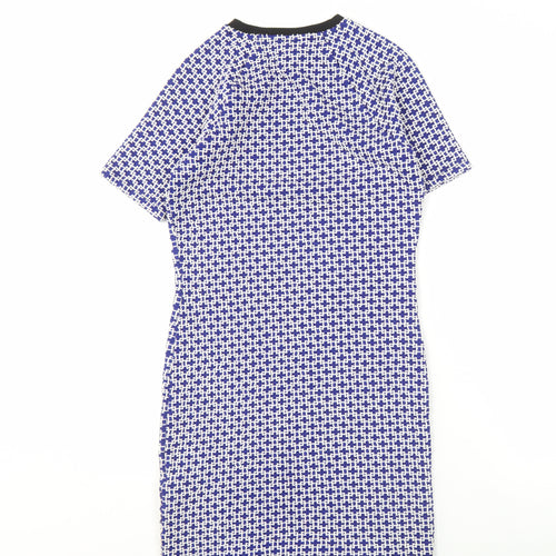 Topshop Blue Geometric Shift Dress, Size 10, Women's