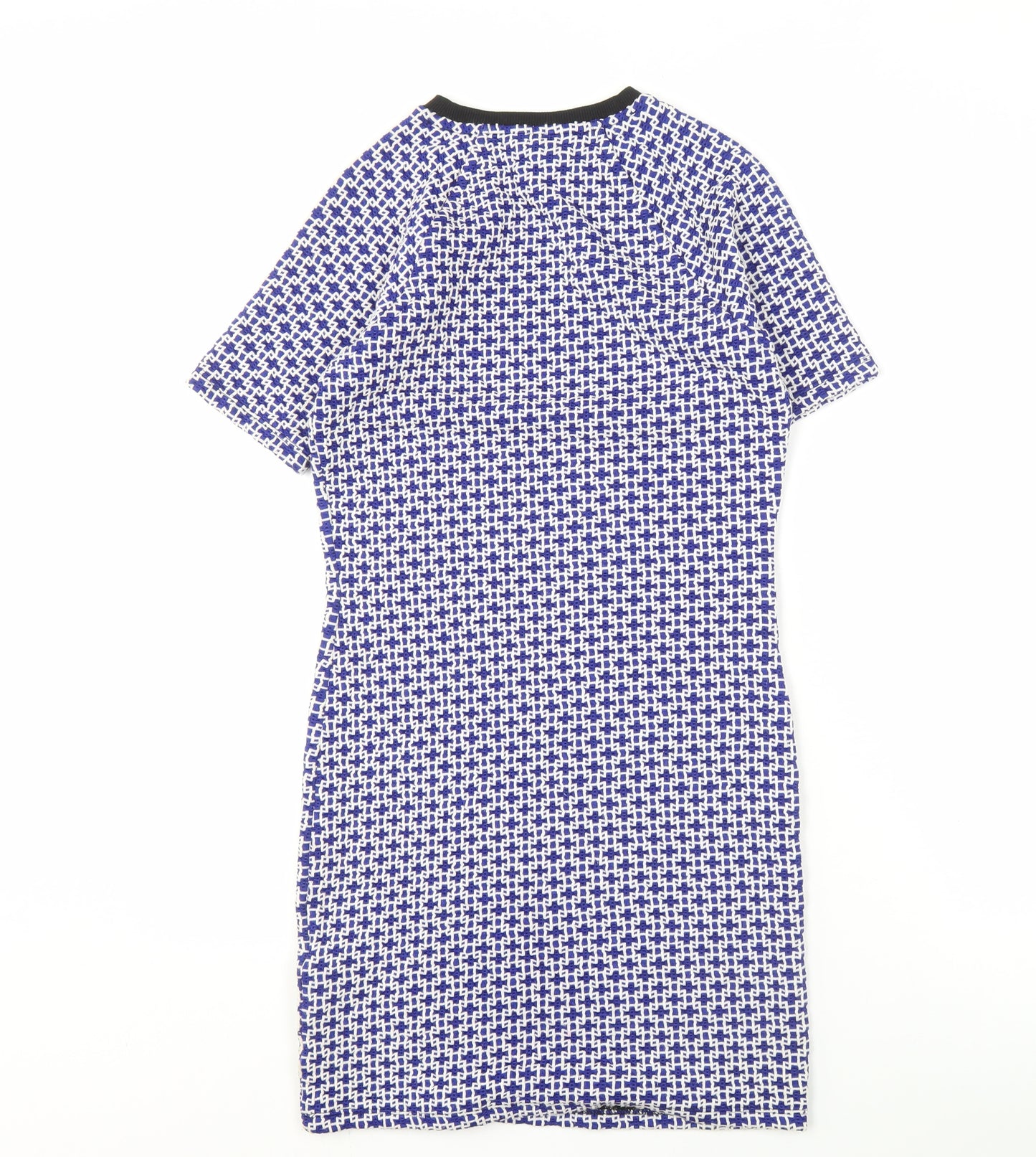 Topshop Blue Geometric Shift Dress, Size 10, Women's
