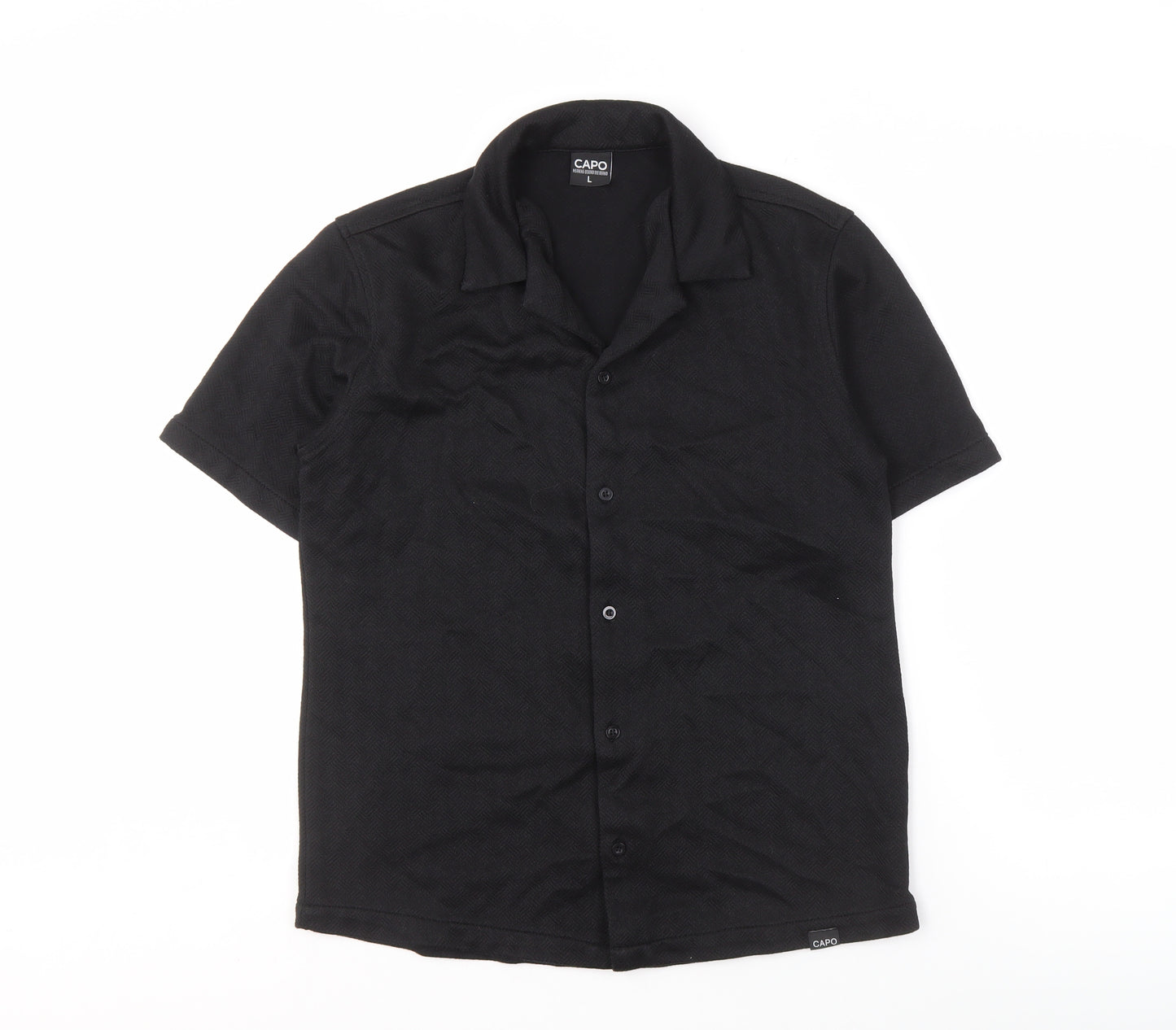 Capo Men's Black L Short Sleeve Button-Up Shirt