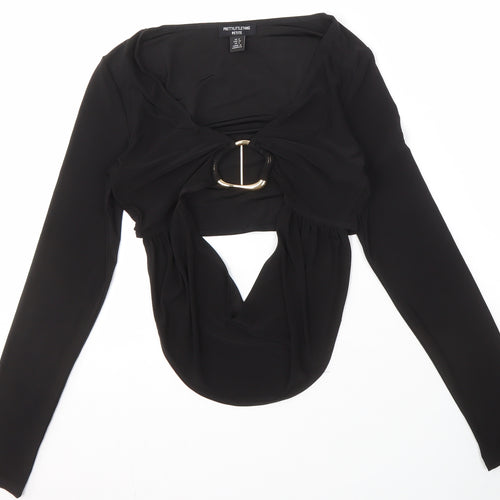PrettyLittleThing Black Long Sleeve Top Women Size 8