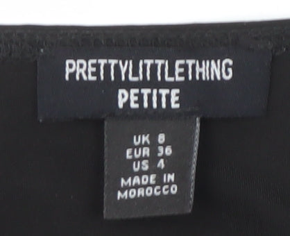 PrettyLittleThing Black Long Sleeve Top Women Size 8