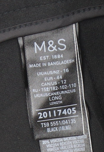 Marks and Spencer Black Womens Trousers Size 16