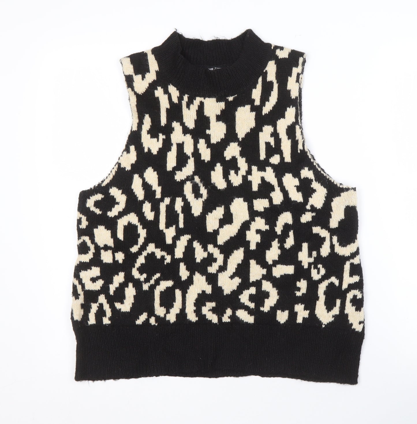 Threadbare Women's Black Vest, Size 12, Animal Print