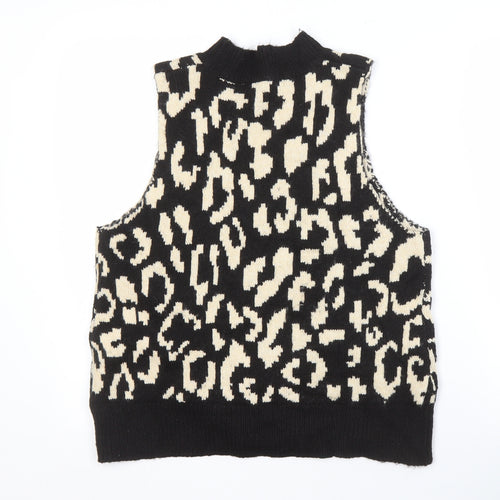 Threadbare Women's Black Vest, Size 12, Animal Print
