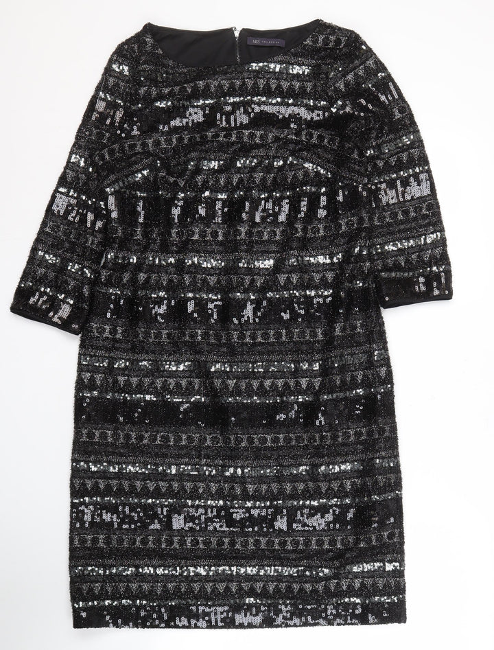 Marks and Spencer Women’s Black Sequin Sheath Dress Size 12