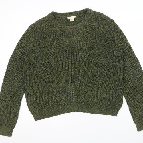 H&M Men's Green Pullover Jumper - M, Crew Neck