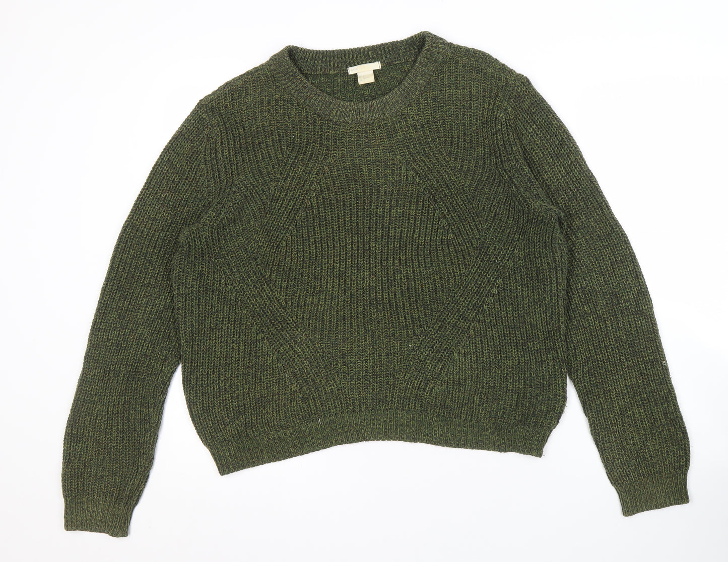 H&M Men's Green Pullover Jumper - M, Crew Neck