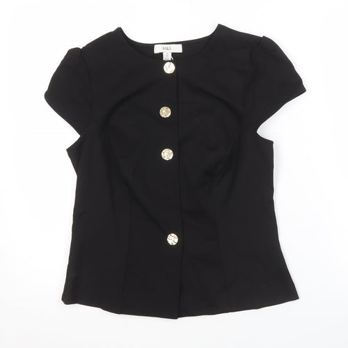 Marks and Spencer Women's Black Blouse Size 12 with Buttons