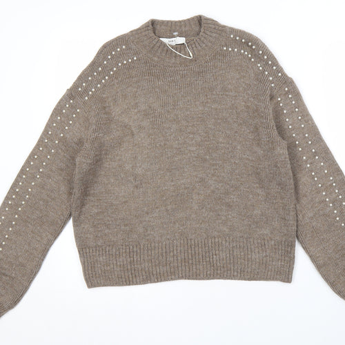 Marks and Spencer Women's Brown Studded Pullover Jumper S