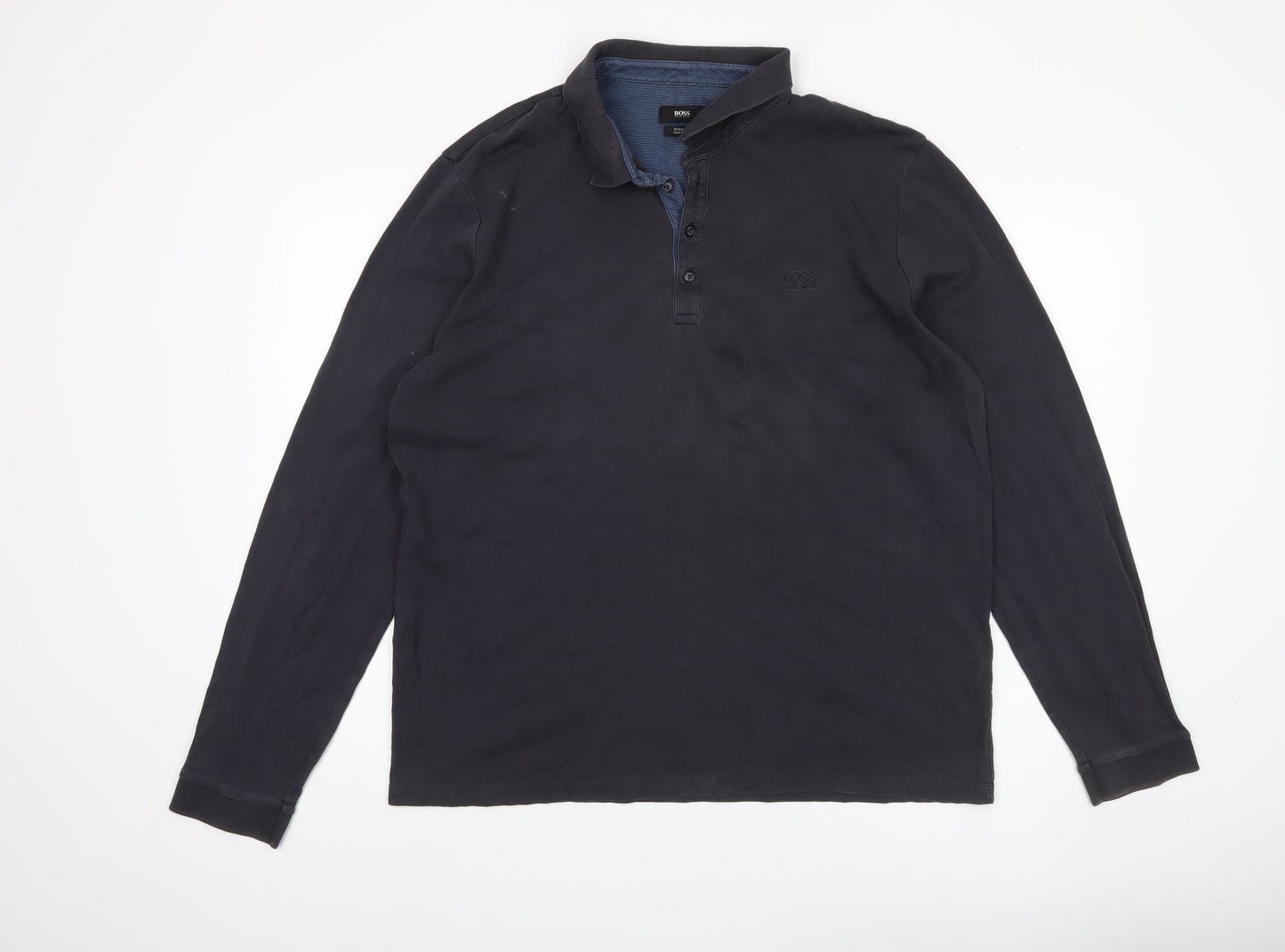 Hugo Boss Men's Black 2XL Long Sleeve Polo Shirt