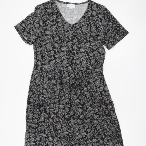 Apricot Women's Black Floral T-Shirt Dress Size 12