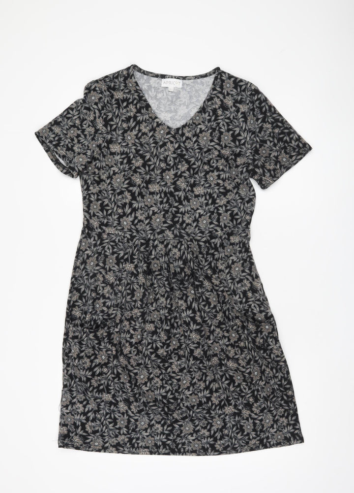 Apricot Women's Black Floral T-Shirt Dress Size 12