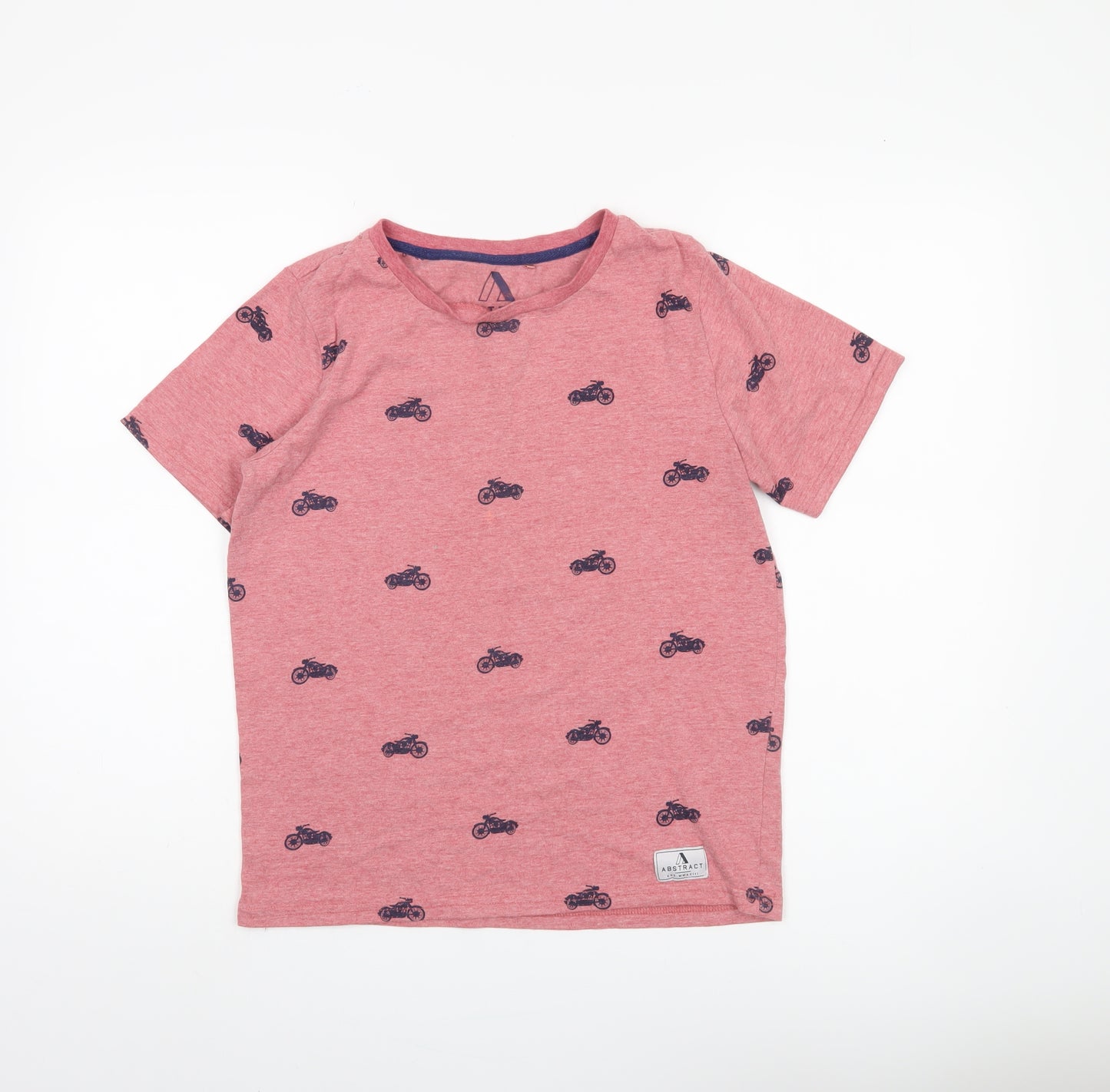 Abstract Unisex Red T-Shirt Size 12 Motorcycle Print