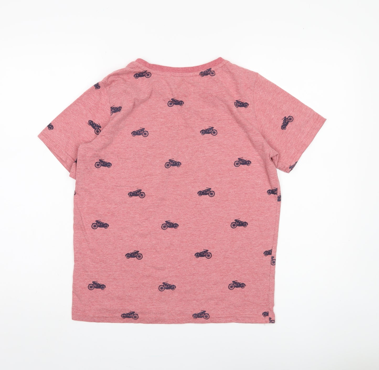 Abstract Unisex Red T-Shirt Size 12 Motorcycle Print