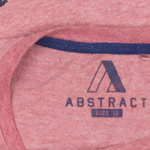 Abstract Unisex Red T-Shirt Size 12 Motorcycle Print