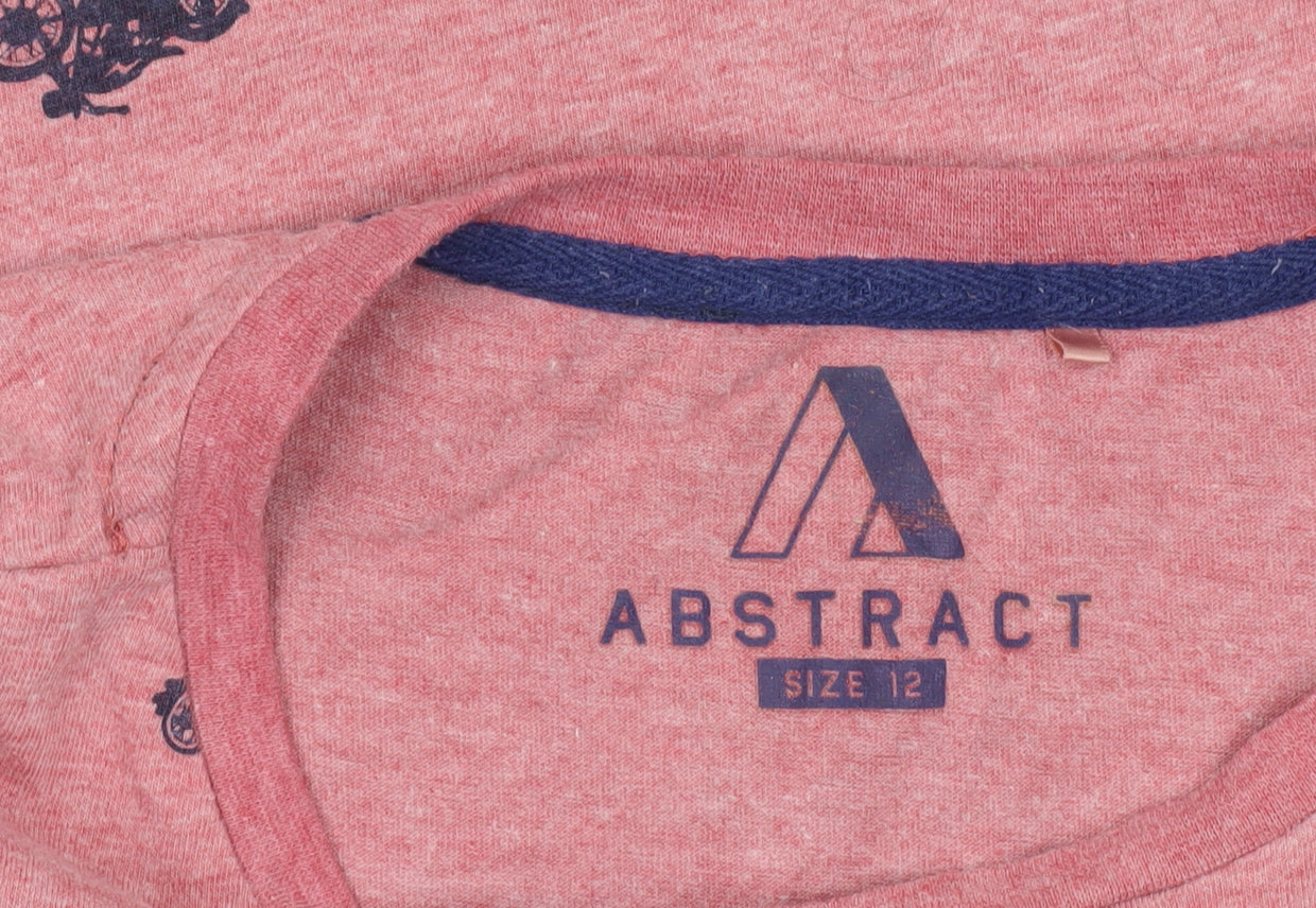 Abstract Unisex Red T-Shirt Size 12 Motorcycle Print