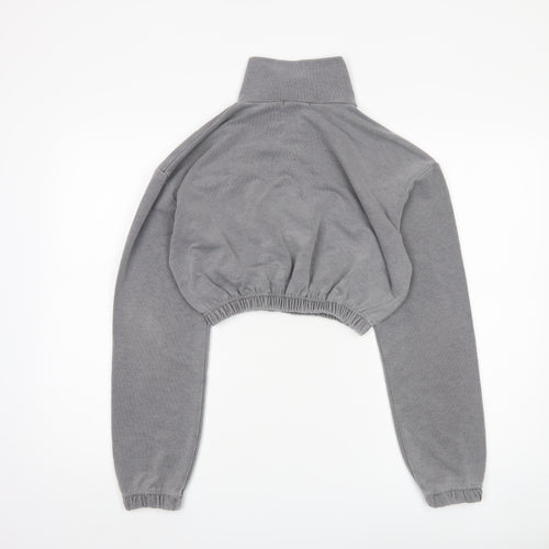 PrettyLittleThing Women's Grey Cropped Pullover Sweatshirt S