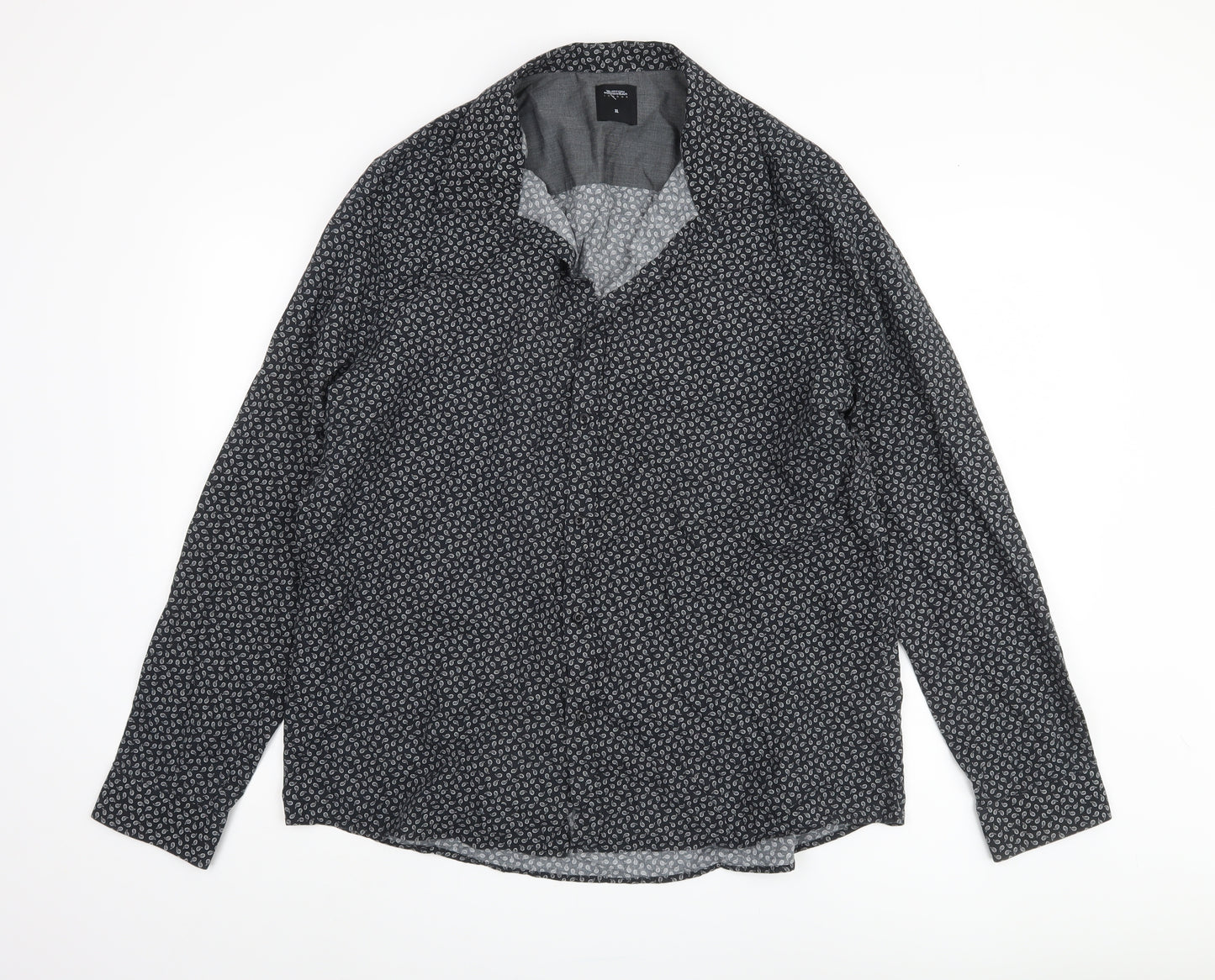 Burton Menswear Black Paisley Shirt XL