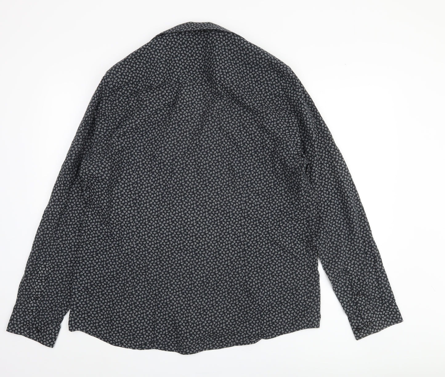 Burton Menswear Black Paisley Shirt XL