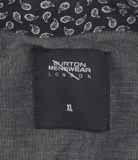 Burton Menswear Black Paisley Shirt XL