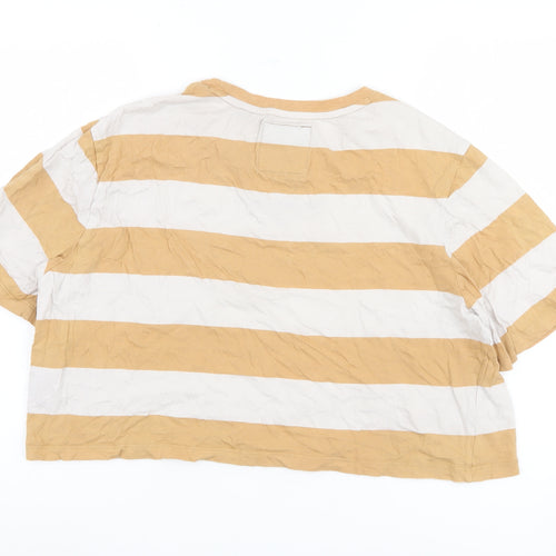 Superdry Women's Beige Striped T-Shirt UK 14