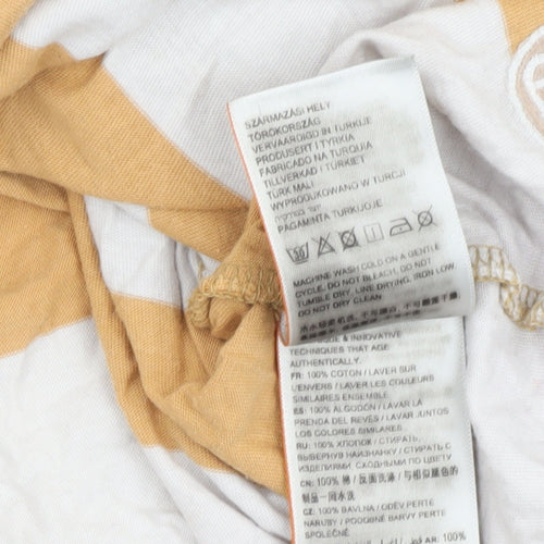 Superdry Women's Beige Striped T-Shirt UK 14