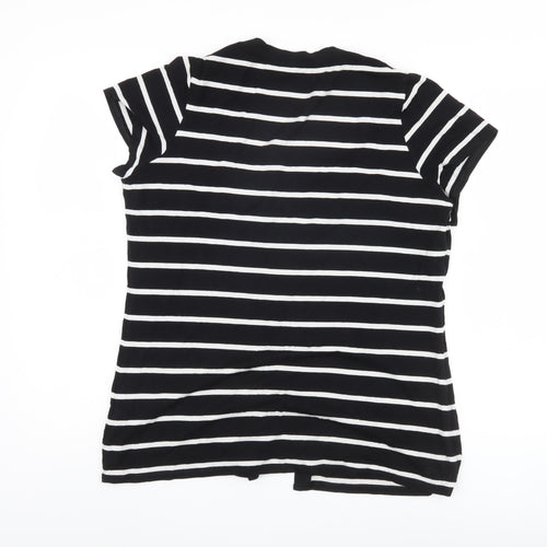 Marks and Spencer Women's Black Striped T-Shirt Size 18
