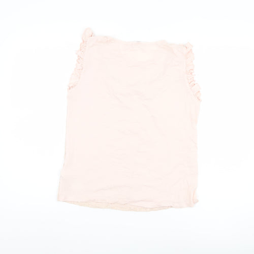 Red Herring Pink Blouse Women Size 14 Sleeveless Ruffle