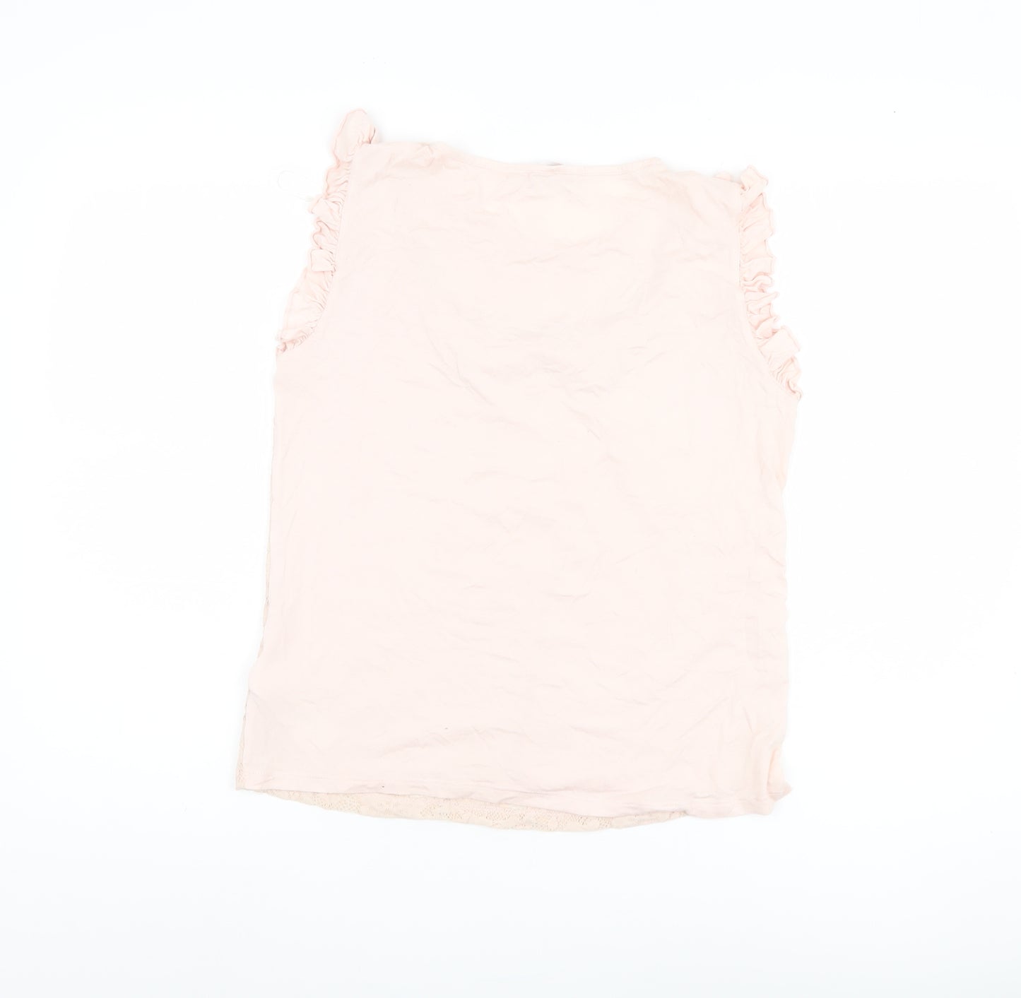 Red Herring Pink Blouse Women Size 14 Sleeveless Ruffle