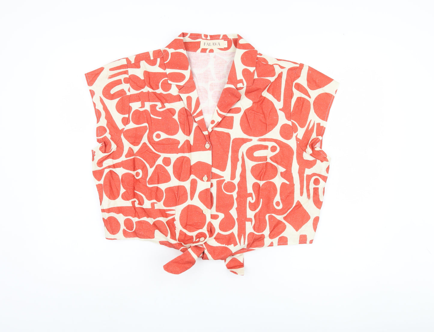 Palava Women's Red Button-Up Linen Shirt, Size L