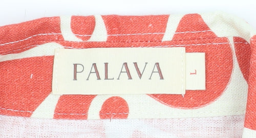 Palava Women's Red Button-Up Linen Shirt, Size L