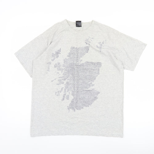 Urban Pirate Men's Grey Graphic Print T-Shirt, M