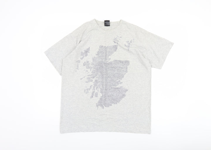Urban Pirate Men's Grey Graphic Print T-Shirt, M