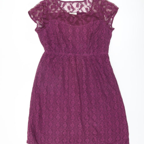 FatFace Women's Purple A-Line Lace Dress, Size 12