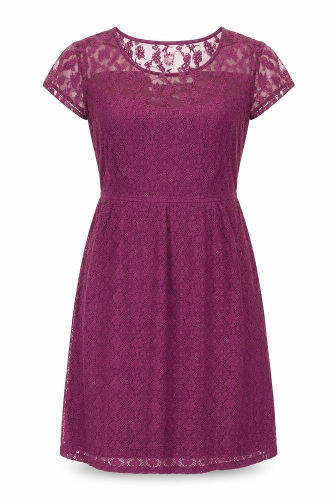 FatFace Women's Purple A-Line Lace Dress, Size 12