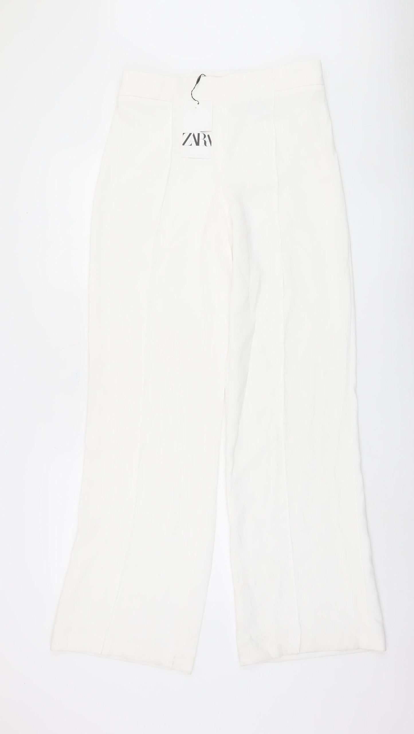 Zara Women's White Wide-Leg Trousers M