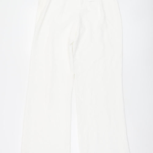 Zara Women's White Wide-Leg Trousers M