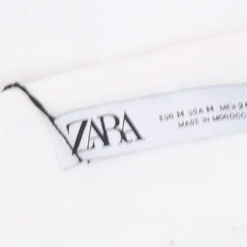 Zara Women's White Wide-Leg Trousers M